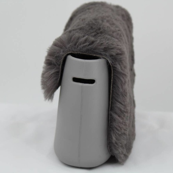 O Bag Italy Eva Compound Handbag Rubber Faux Fur Flap Magnetic Closure Grey Obag - Picture 3 of 10